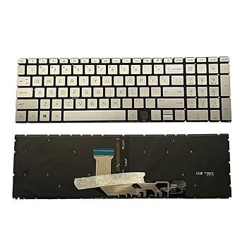 【中古】【未当て嵌める】万覚え帳マイコン取り替えっこ用USレイアウトバックライトキーボード HP Envy 17-CG 17-CGxxx、15-ED 15-EDxxx 15-ED0002TX しろがね色 その他-パソコン・周辺機器
