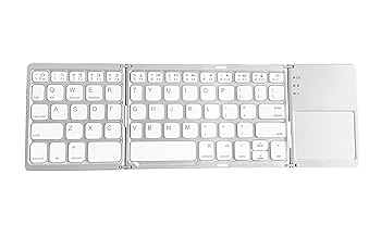 【中古】【未使用】Ares ウルトラスリム ポケット 折りたたみ式 Bluetooth ワイヤレスキーボード タッチパッド付き (シルバー)｜AJIMURA-SHOP