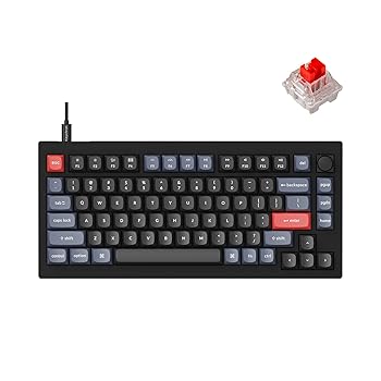 【中古】Keychron V1 75%有線力学的鍵盤 QMK/VIA 放送番組能力のある 熱っぽいつけ替える能力のある 赤いこと取り替えっこ Mac Windows リナックス相応う - カーボンブラッ