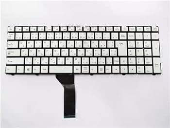 【中古】[IDVL]CLEVO N855hk N857 N870 N875ep6 N950 w870 w880 キーボード 日本語配列 ノートPC用 白 枠欠品