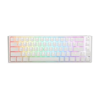 【中古】【未当て嵌める】Ducky One 3 空想科学小説 ピュアホワイト 65% 熱っぽいつけ替える RGB 力学的鍵盤 (桜んぼうMXしろがね色)
