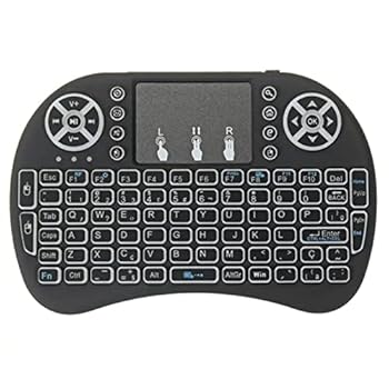 【中古】ミニワイヤレスキーボード 3色バックライトポルトガル語バージョン2.4Gワイヤレスミニキーボードタッチパッドエアマウス (色 : Black, Size : On