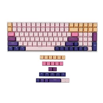 【中古】YMDK 108 122 ダブルショット バックライト ラベンダー PBT シャインスルー OEM プロファイル キーキャップ MXメカニカルキーボード 61 87 104用