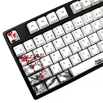 【中古】JSJT 日本語キーキャップ PBT 昇華型プラム ブロッサムキーキャップ 110キー OEM プロファイル キーキャップ キーキャッププーラー付き Cherry M