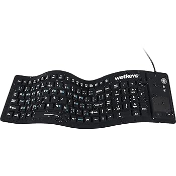 【中古】WetKeys 容れもの KBWKFC103STi-BK フレックス 手当たり フルサイズ 軟らかい ケイ素樹脂 雨合羽鍵盤 タッチパッド付き添い人 オン/オフスイッチ (US
