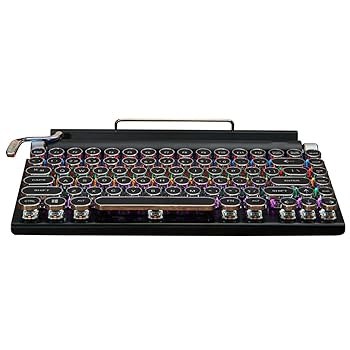 【中古】【未使用】unband 83 キー ゲーミング LED ワイヤレス キーボード 発光文字 レインボー バックライト付き メカニカル感 防水 パンク キーボード (Color : K｜AJIMURA-SHOP