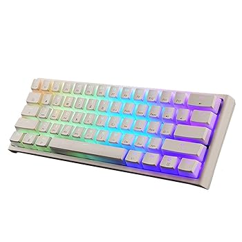 【中古】【未当て嵌める】unband 61 手がかり小型携帯型 力学的 ゲーミング 鍵盤 LED うしろ側ともし火付き添い人パウダーコンパクト 力学的有線ミニ 鍵盤 (Color : Whi