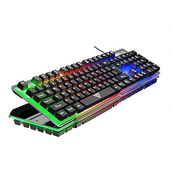 【中古】【未使用】unband 有線メカニカル ゲーミング キーボード デスクトップ ラップトップ用のカラフルな発光レインボー バックライト人間工学に基づいた標準キ