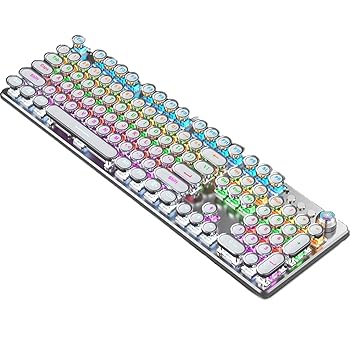 【中古】unband 力学的 ゲーミング 鍵盤 青碧 取り替えっこ USB 有線レトロ 水蒸気 はち切れる 印字機 ラウンド 手当たり旗がしら (Color : Wh