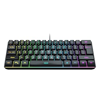 【中古】unband 60% コンパクト 61 キー キーボード True RGB バックライト USB 有線ゲーム キーボード PC ゲーマーに適した人間工学に基づいたゲーム キ