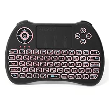 【中古】【未使用】ミニワイヤレスキーボード 2.4gワイヤレスロシアの3色のバックライトミニキーボードタッチパッドエアマウス PC スマホ スマートTVBOX フォン対応｜AJIMURA-SHOP