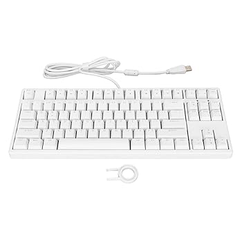 【中古】KOSDFOGEキーボード、87キーズメカニカルキーボード-ブラウンスイッチ付きプロフェッショナルゲームキーボード、Nキーロールオーバー、単色ホワ