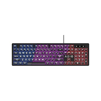 【中古】【未使用】Azio ラージプリントキーボード - USBコンピュータキーボード 3色交換可能なバックライトカラー (KB512) ブラック