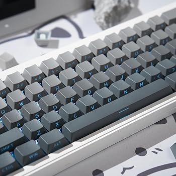 【中古】PBTダブルショットキーキャップメカニカルキーボード用グラデーショングレーバックライト付きサイドプリントOEMプロファイルキーキャップ134キー