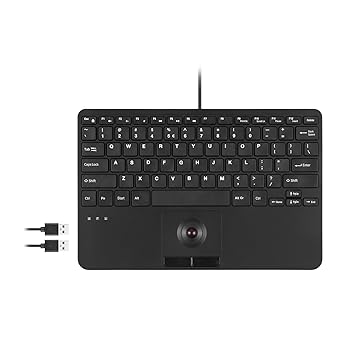 【中古】【未使用】Perixx ペリックス PERIBOARD-526 US トラックボール付き有線ミニUSBキーボード - パンタグラフキー 28.4 x 18.2 x 2.8 cm 2USBハブ内蔵 ブラッ