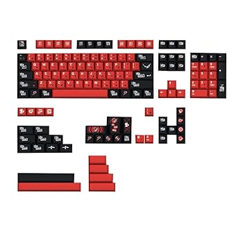 【中古】【未使用】Goddess キーキャップ 日本語 レッド ブラック 142キー チェリープロファイル PBT 5サイドダイ 昇華型 GH60 GK61 GK64 68 75 84 87 96 980 104 1