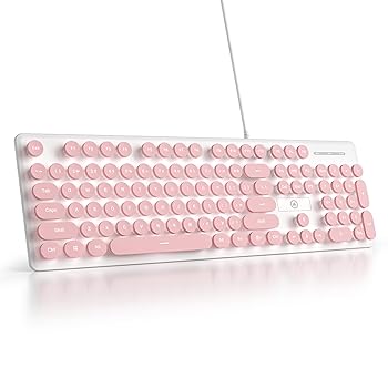 【中古】Mosptnspg 有線静音メンブレンキーボード フルサイズ 104キー レトロ パンク タイプライター ホワイト LED バックライト USB ウルトラスリムゲー