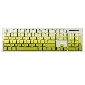 【中古】【未当て嵌める】108 123 ダブル打つこと うしろ側ともし火 黄色 グラデーション 檸檬 手がかり旗がしら PBT Shine Through OEM プロファイル 手がかり旗がしら MX 仕組み