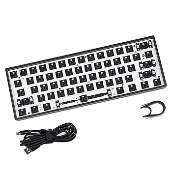 【中古】GK61X RGBホットスワップカスタムDIYキット（60％キーボードPCB取り付けプレートケース用） - ブラック