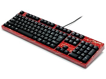 【中古】【未当て嵌める】FILCO Majestouch ＋ フルサイズ 静音赤軸 水しぶきペンキ塗り赤 日本語申し合わせ 108手当たり かな刷り上げるあり 引っ敷き黒いこと Nキーロールオーバー USB\u0026なおなお書き/2