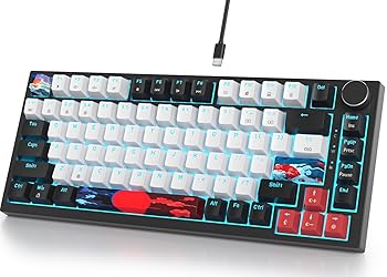 【中古】【未使用】Fogruaden Teclado mec?nico con cable, 75% por ciento, intercambiable en caliente, interruptor rojo, teclado mec?nico TKL, montaje en｜AJIMURA-SHOP