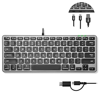 【中古】【未当て嵌める】MACALLY 小型鍵盤 Mac用 USBこしき付き添い人 (USB-C2個 / USB-A1個) 3界面付き添い人 有線 2 インチ 1 USB C+A 繋ぎ パウダーコンパクト テンキー絶無 MacBook P
