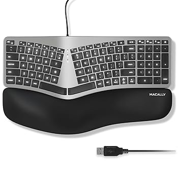 【中古】Macally 有線人間工学キーボード Mac用 - リストレスト付きバックライト付きAppleキーボード(カーブ付きで快適) MacBook Pro/Air、iMac、Mac Min