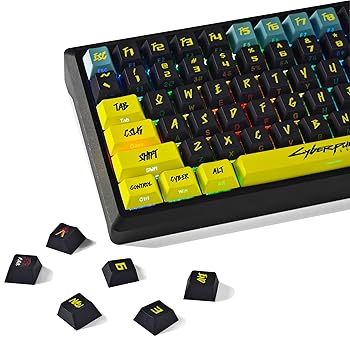 【中古】YMDK サイバースタイルキーキャップ、PBT キーキャップ 130キー フルセット カスタムキーキャップ、サイドライト半透明ダイサブチェリープロファ
