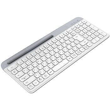 【中古】PopBloom K580 静音 Bluetooth ワイヤレスキーボード 充電式, オフホワイト 超薄型 小型 Unifying ワイヤレス キーボード 薄型 テンキー 無線, W