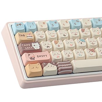 【中古】TYRIXKI PBT かわいい海塩猫キーキャップ - 142キー Maoプロファイル 昇華型 Cherry Gateron MXスイッチメカニカルキーボード専用。