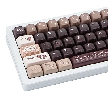 【中古】COOMICKEY PBTキーキャップ、FOAプロファイル、かわいいコーヒーキャット、150キー昇華型かわいいキーキャップブラウンアニメキーキャップセット 12,014円