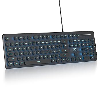 【中古】iRoboosta レトロ タイプライター ブラック キーボード フルサイズ 104キー LED バックライト 有線メンブレンキーボード ナンバーパッド付き ウ