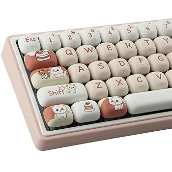 【中古】PBT キーキャップ 147キー MOG プロファイルキーキャップ、ピンクデザートキャットキーキャップ 昇華型 かわいいキーキャップ カスタムキーキャ|AJIMURA-SHOP