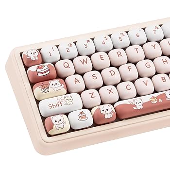 【中古】【未当て嵌める】COOMICKEY PBT 手懸かり旗がしら、MOG Profile Cute Cat Keycap 60 75 100% 140手懸かり 赤銅色 白いこと 愛くるしい手懸かり旗がしら仕かける、Cherry Gateron その他-パソコン・周辺機器