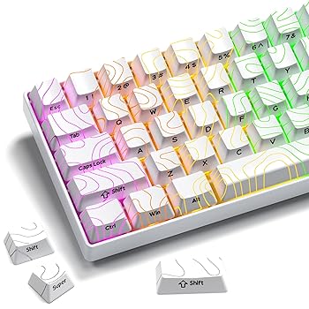 【中古】【未使用】GMKWTL XVX ホワイトバックライトトポグラフィックキーボードキーキャップ、ダブルショットPBTキーキャップセット、OEMプロファイルキーキャップ｜AJIMURA-SHOP