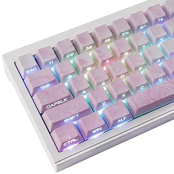 【中古】TYRIXKI PBT キーキャップ - サイドプリントシャインスルーキーキャップセット、131キーローズコーストピンクかわいいキーキャップ、ダブルショ 9,927円