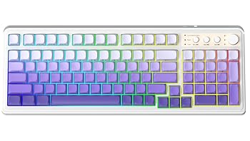【中古】【未使用】AULAグラデーションパープルキーボード。