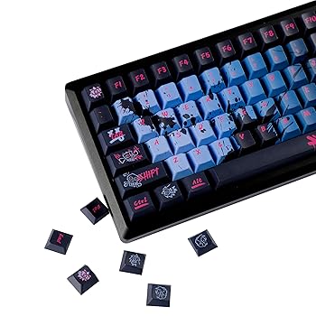 【中古】【未使用】YMDK ブルー ブラック グラフィティ テーマ キーキャップ 137キー クール クリエイティブ キーキャップ PBT 染料 サブ カスタム キーキャップ MX｜AJIMURA-SHOP