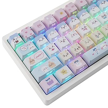 【中古】【未使用】TYRIXKI PBT キーキャップ - サイドプリントキーキャップセット、かわいいかわいい猫のキーキャップを通して136個のキーが輝き、チェリープロフ 13,119円