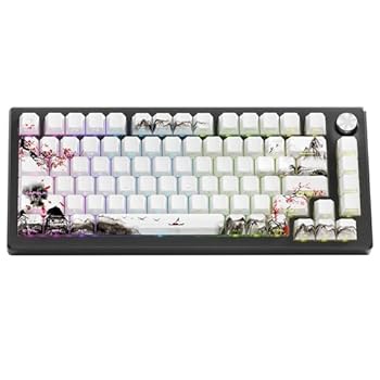 【中古】【未使用】Mechkeeb プラムブロッサムランドスケープ 134キーキャップ 古代スタイル サイドライト チェリープロファイル PBT 昇華型キーキャップ 60 75 100