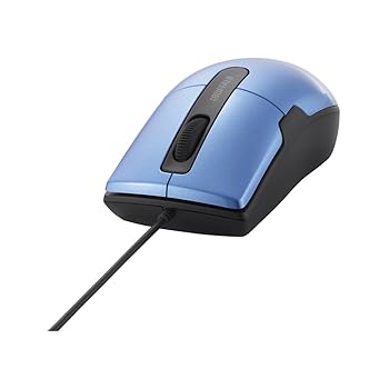 【中古】バッファロー BUFFALO 有線BlueLEDマウス 静音/3ボタン/Mサイズ ブルー BSMBU26SMBL
