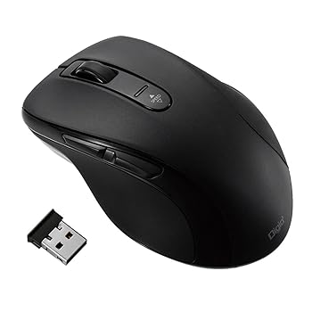 【中古】【未使用】Digio2 2.4GHz ワイヤレスマウス 静音 5ボタン ブルーLED ブラック 48138