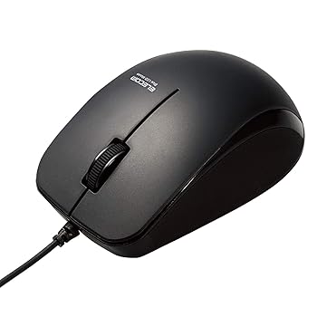 【中古】エレコム マウス 有線 M-BL27UBSKBK 3ボタン ラバーグリップ 静音 抗菌 ブラック