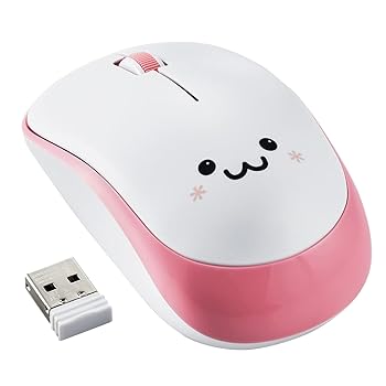 【中古】ELECOM 2.4G Wireless, Portable Mobile Smiley-Face Mouse for Right/Left Handed Use, IR LED, 1200 DPI 2.5 Years Long Battery Life, Silent