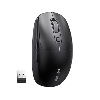 【中古】UGREEN ワイヤレスマウス 無線 USB-C充電式 作業 ゲーム用 Bluetooth 2.4G 有線対応 ゲーミングマウス サイドボタン 配置変更可能 ソフト有り バ