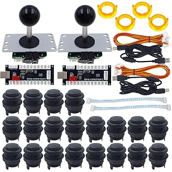 【中古】SJ@JXアーケードゲーム2プレーヤーコントローラーDIYキットボタンCherry MXブラックスイッチMatt Frosted 8ウェイファイティングジョイスティッ