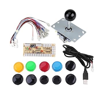 【中古】Fafeicy アーケードゲームボタンキット ゼロディレイアーケードゲーム DIYキットパーツ 10ボタン+ジョイスティック+ USBエンコーダ用 MAME PC