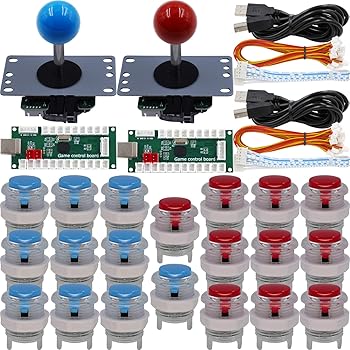 【中古】SJ@JX アーケードゲーム 2プレイヤーコントローラー DIYキット マイクロスイッチボタン 4&8ウェイジョイスティック ゼロディレイUSBエンコーダー