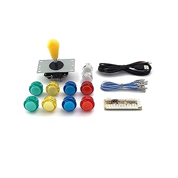 【中古】TXの女の子 アーケードゲーム DIY 1プレイヤーキットゼロ遅延 USBエンコーダ、2x 24 Mm ＆ 8x 30 MmボタンLED 1×5ピン8ウェイジョイスティック