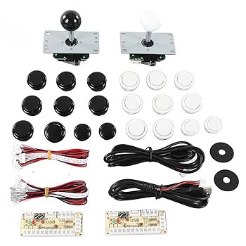 【中古】KOSDFOGE 2プレーヤーDIYアーケードキット、アーケードゲームDIYキット、USBボードゲームエンコーダージョイスティックアーケードボタンセット、